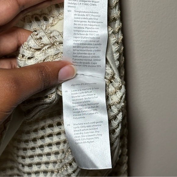 COS Cream Knit Fishnet Coverup Long Sleeve Tunic Sweater Size Small - Picture 7 of 15